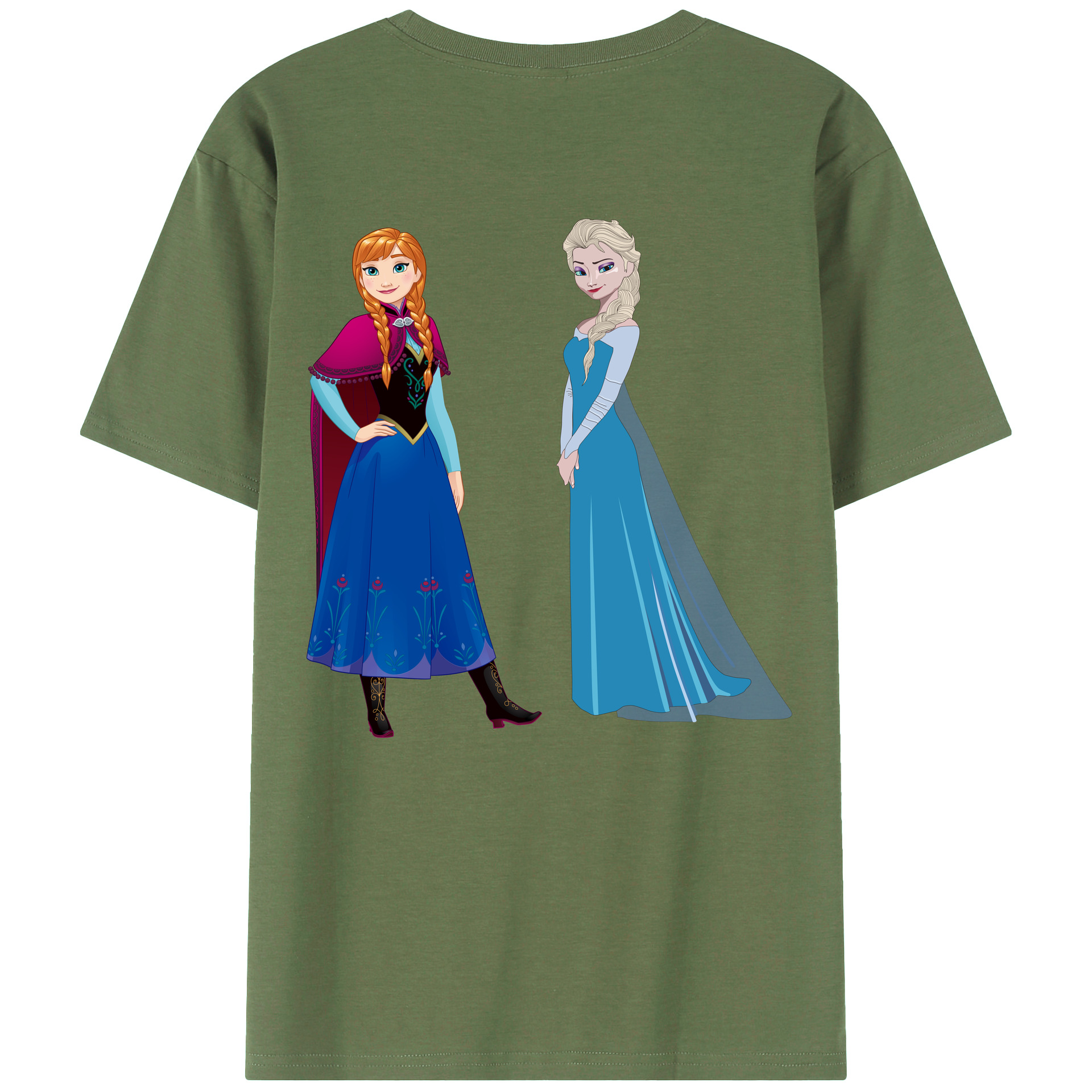 （画像用） アナと雪の女王 アンナ エルサ Frozen Anna Elsa 綿100％ メンズ半袖Tシャツ（バックプリント） 通気性